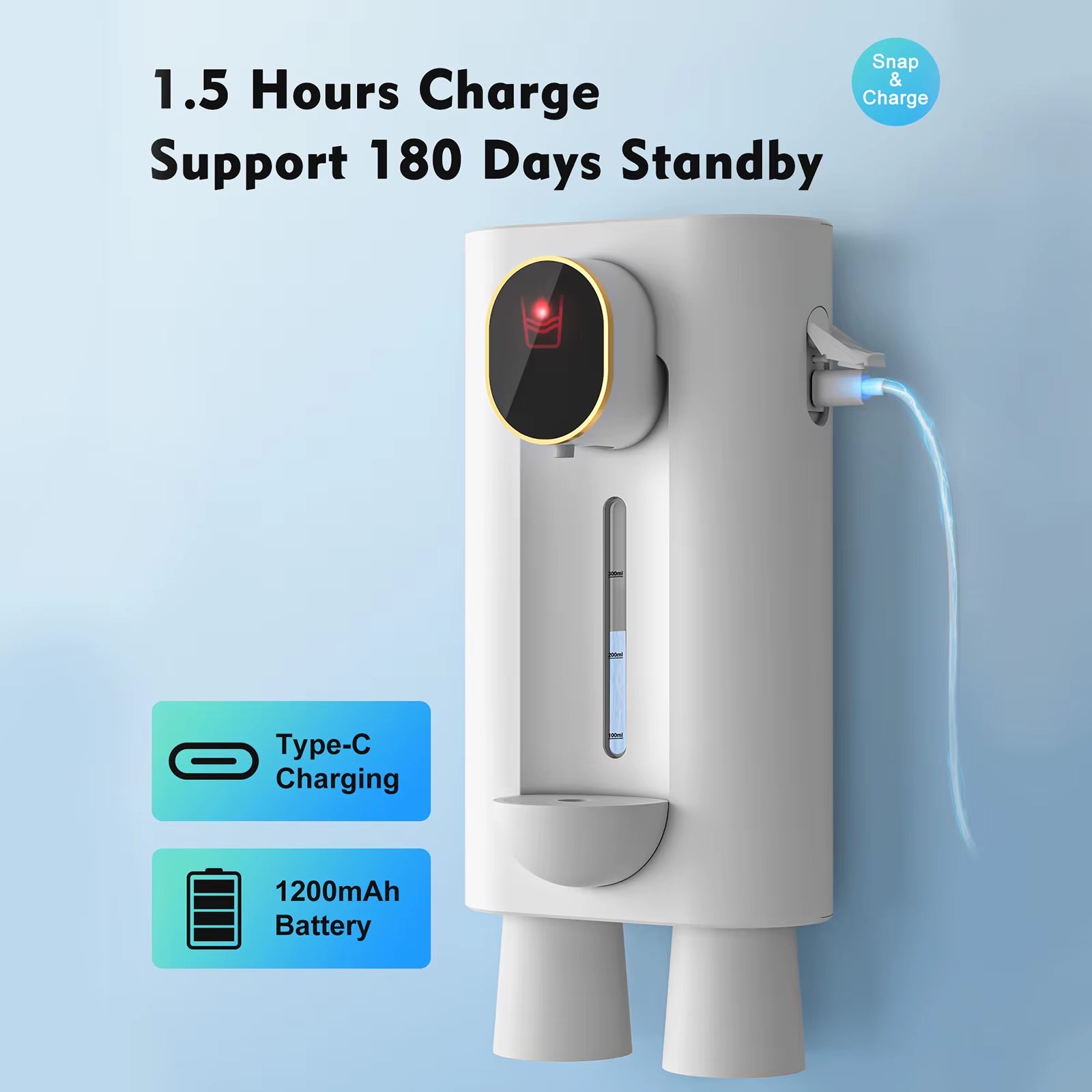 Bathroom Automatic Mouthwash Dispenser Wall Mount Mouthwash Dispenser with Magnetic Cup, 3 Dispensers, Smart Mouthwash Dispenser