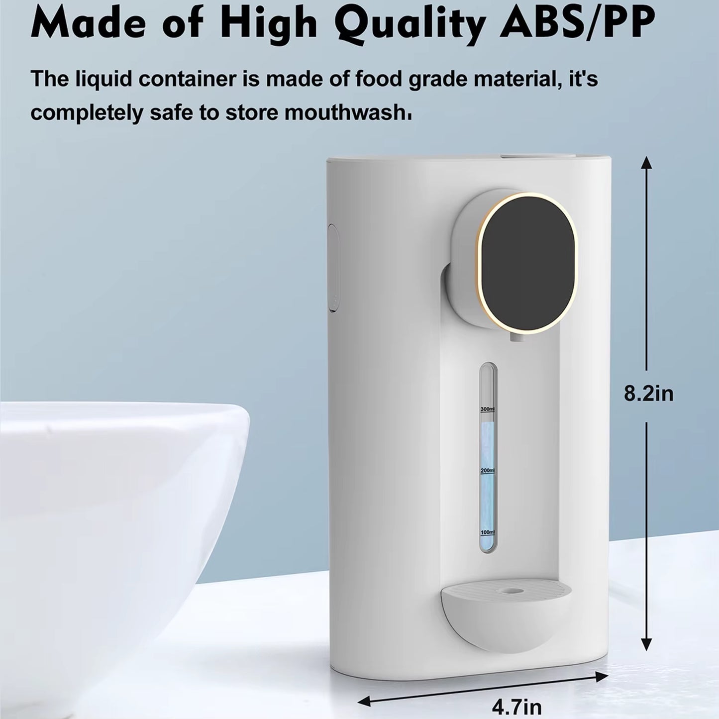 Bathroom Automatic Mouthwash Dispenser Wall Mount Mouthwash Dispenser with Magnetic Cup, 3 Dispensers, Smart Mouthwash Dispenser